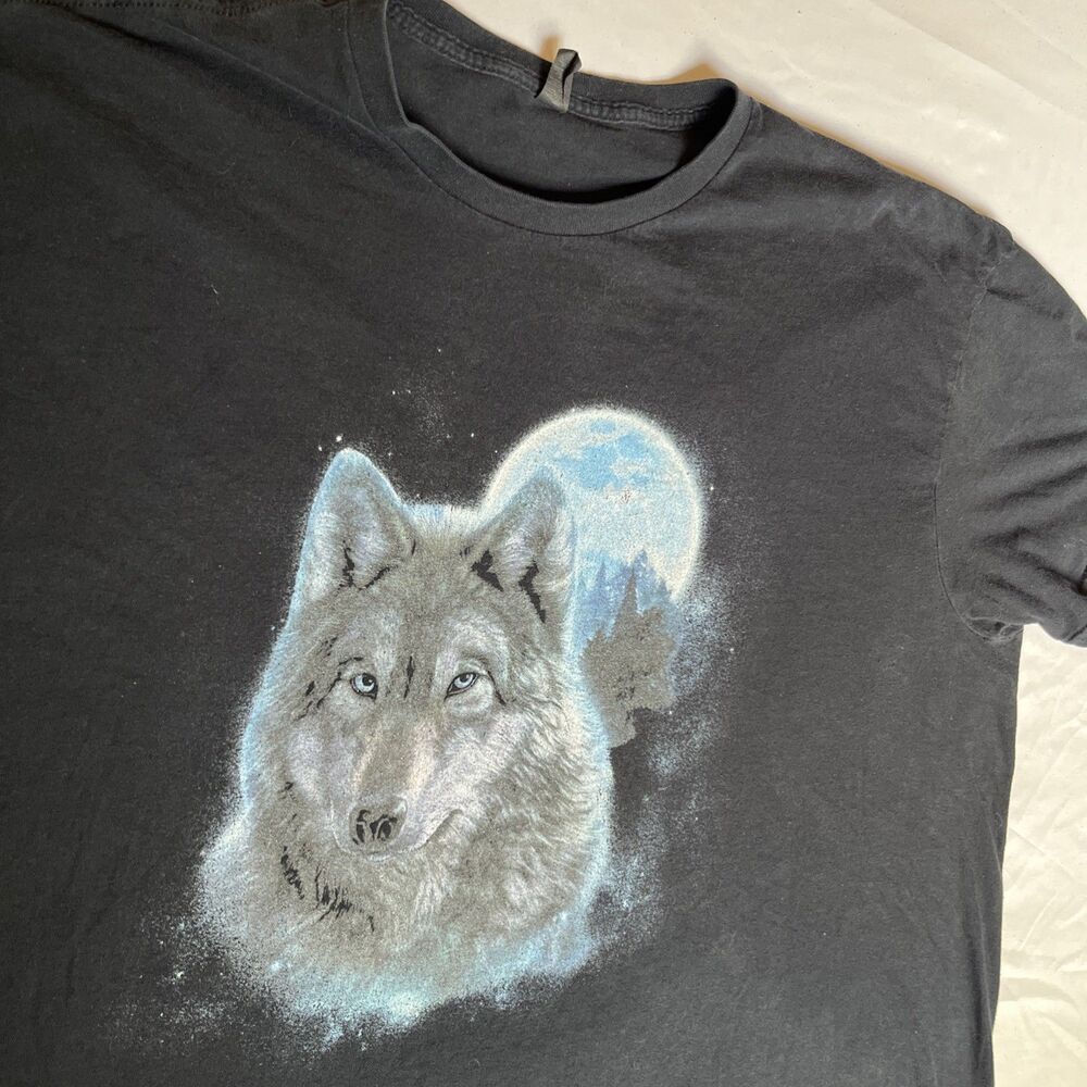 GREY WOLF & MOON Anvil Tee Shirt Spirit SZ 3XL Nature Tee Trees Scenery